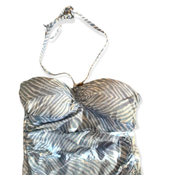 Lauren Ralph Lauren Light Blue/White Stripe One Piece Bathing Suit Swimsuit-Sz 8 - Picture 3 of 9